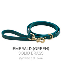Load image into Gallery viewer, Waterproof Biothane® Leash - Emerald (brass)