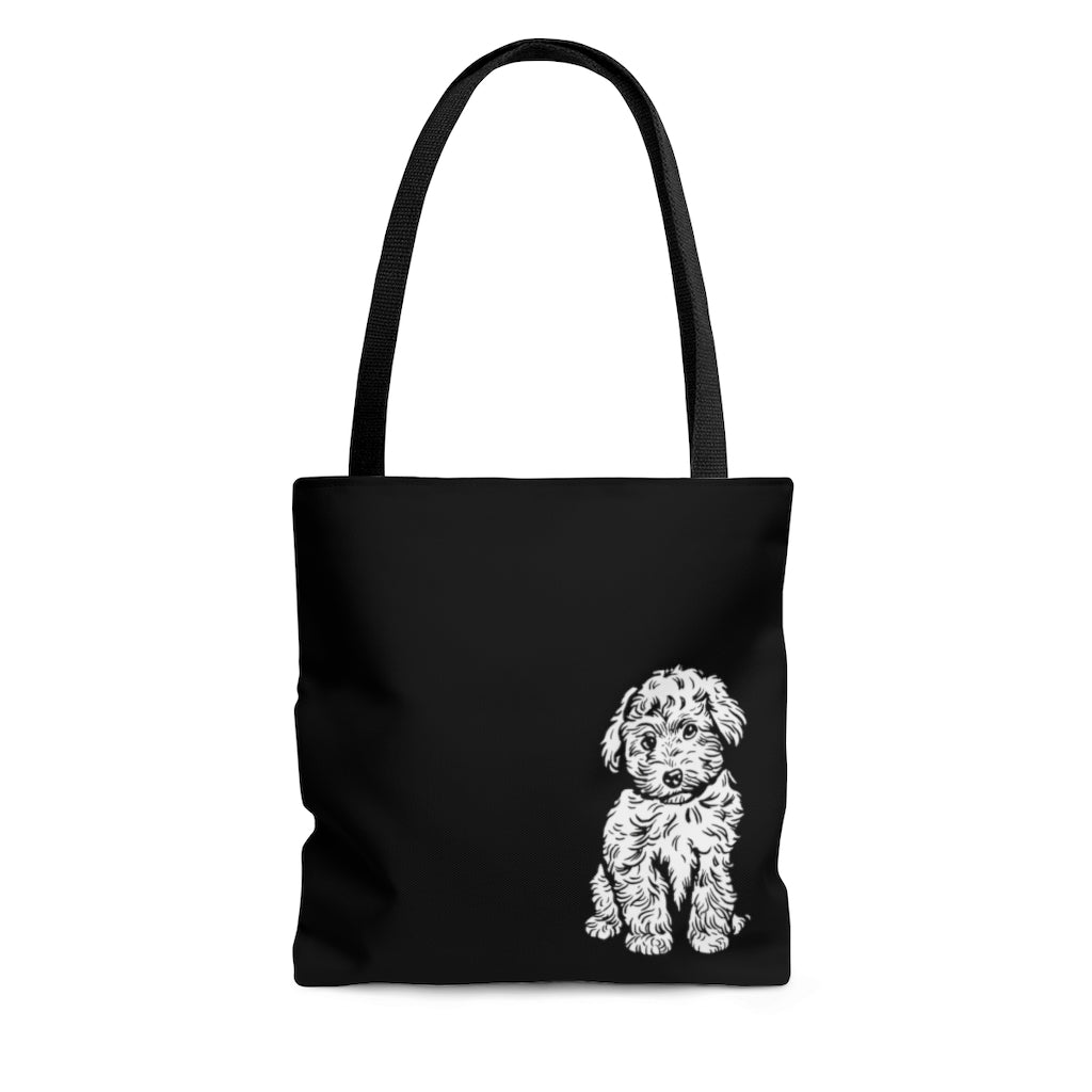 Doodle Dog Black Tote Bag
