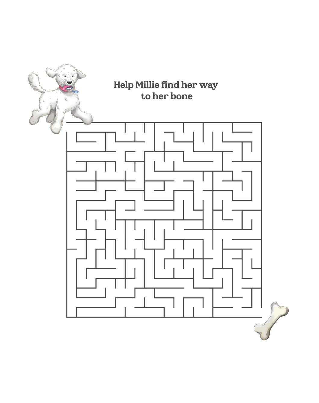 Help Millie Find her Way to her Bone Maze