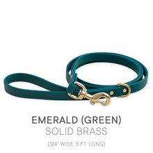 Load image into Gallery viewer, Waterproof Biothane® Leash - Emerald (brass)

