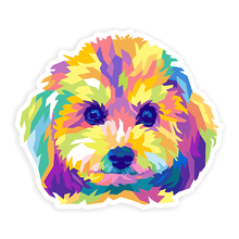Load image into Gallery viewer, bright and colorful cavapoo doodle dog sticker
