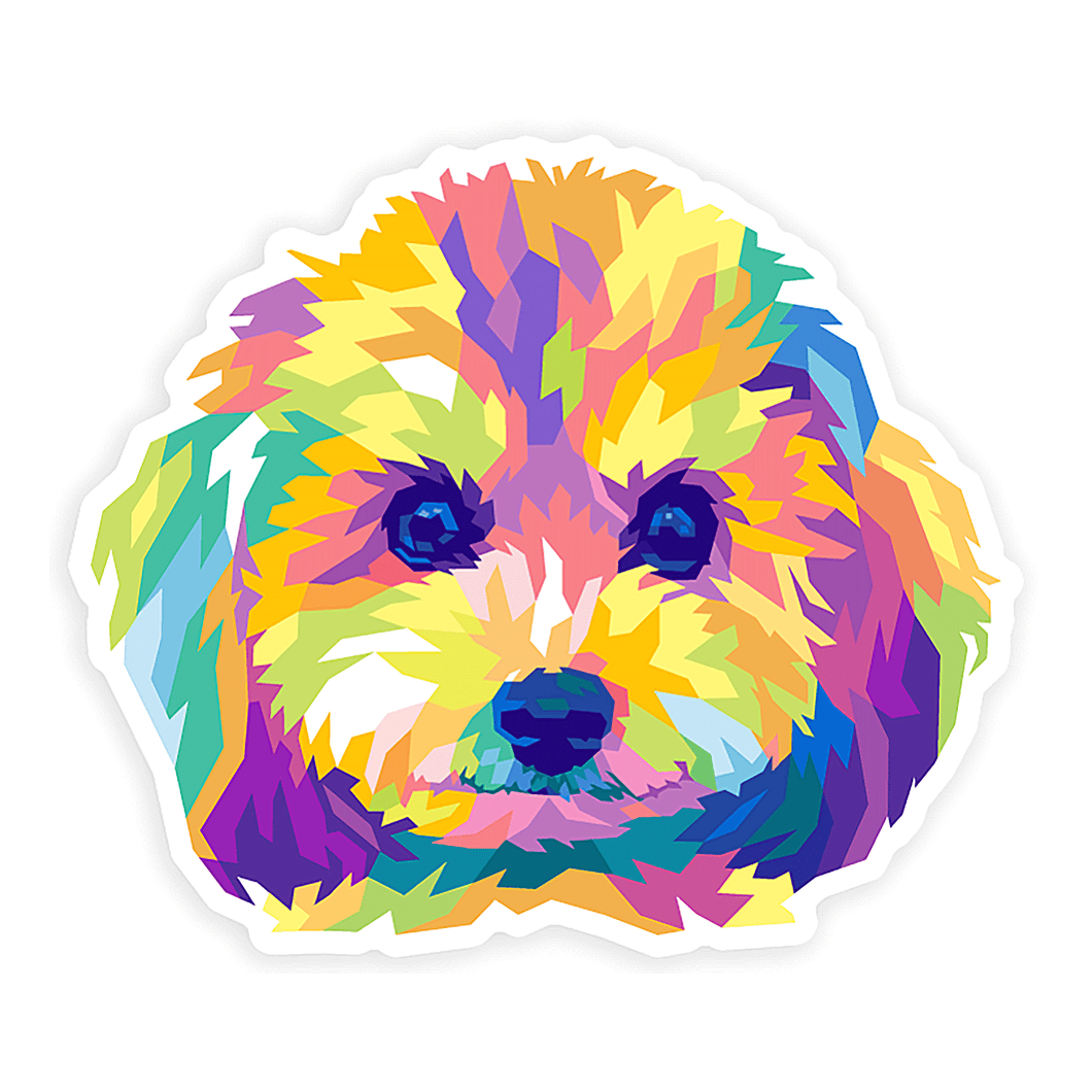 bright and colorful cavapoo doodle dog sticker