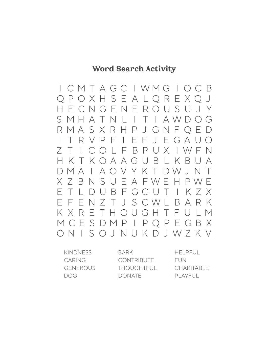 Word Search Activity
