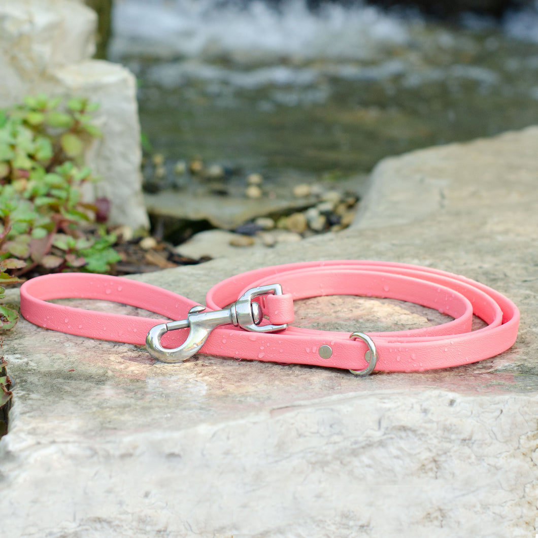 Waterproof Biothane® Leash - Coral (stainless steel)