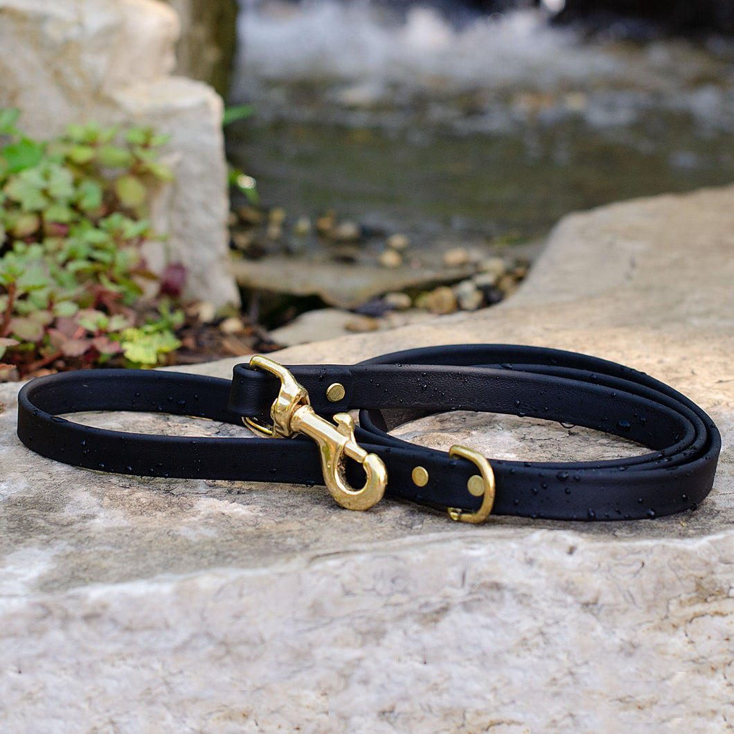 Waterproof Biothane® Leash - Black (brass)