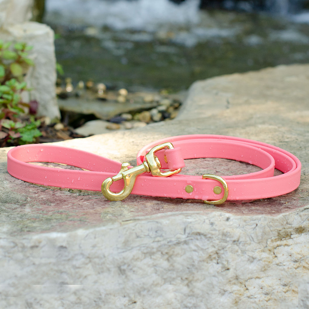 Waterproof Biothane® Leash - Coral (brass)