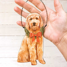 Load image into Gallery viewer, hand holding goldendoodle ornament
