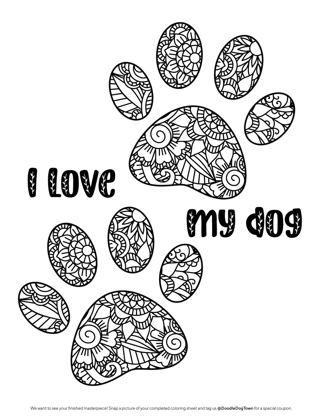 I Love My Dog Coloring Sheet